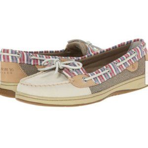 NEW Sperry angelfish boat shoe ivory/stripes